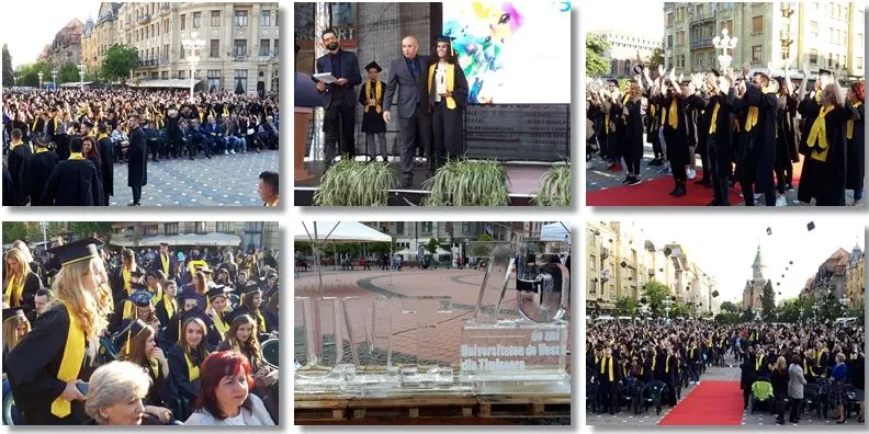 Spectacol făcut de studenți la Gala Absolvenților din Piața Victoriei din Timișoara. Foto