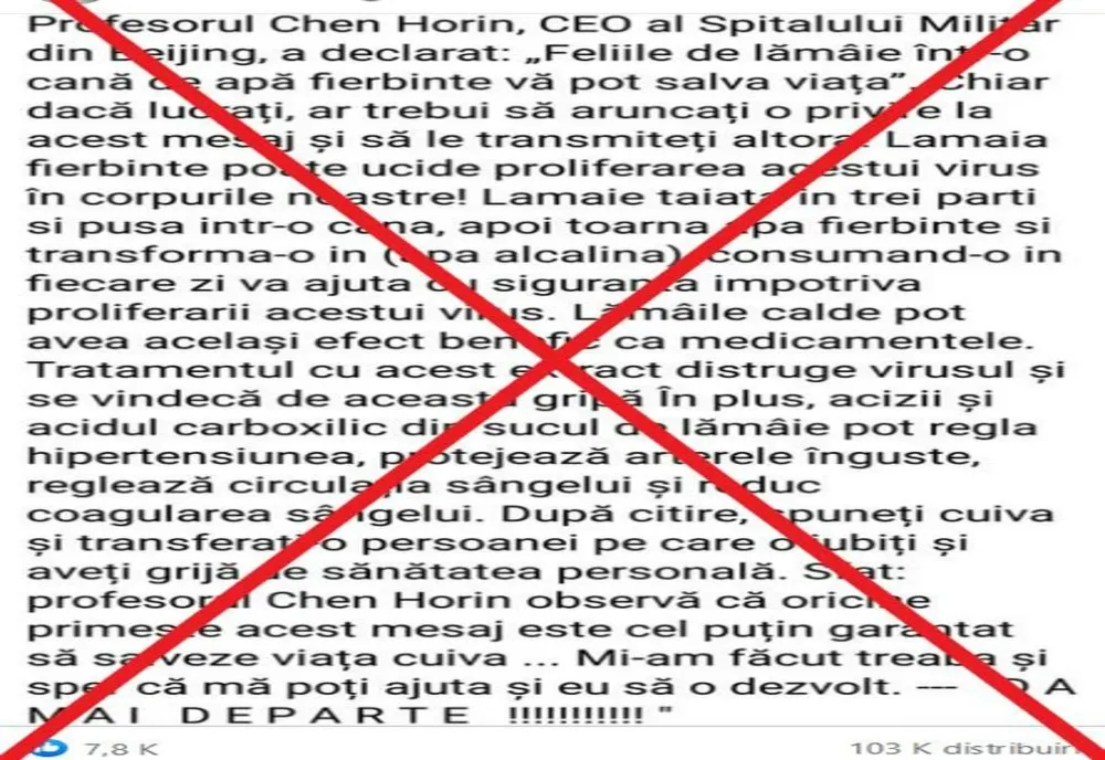 ROVaccinare avertizează! Pe internet circulă o dezinformare cu zeci de mii de distribuiri. Despre ce este vorba