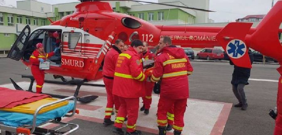 Un motociclist grav rănit a fost adus cu elicopterul la Timișoara