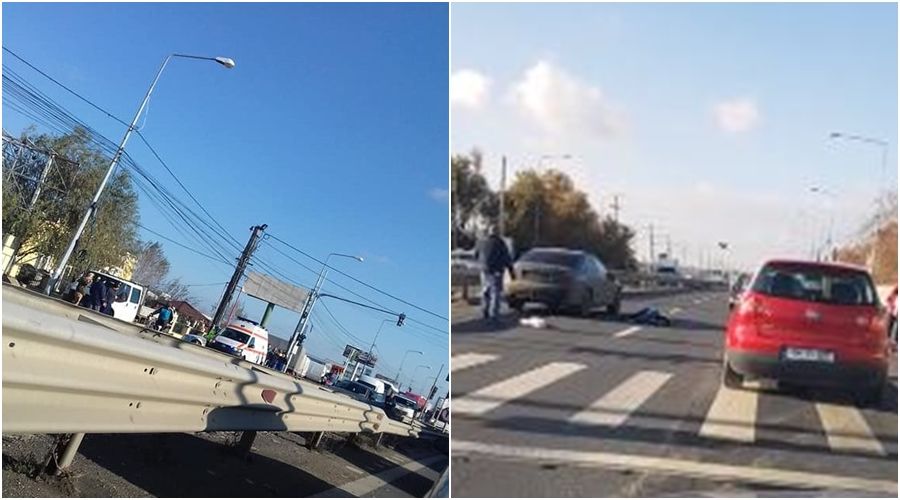 Accident pe o trecere de pietoni la ieșire din Timișoara. Un biciclist a ajuns la spital