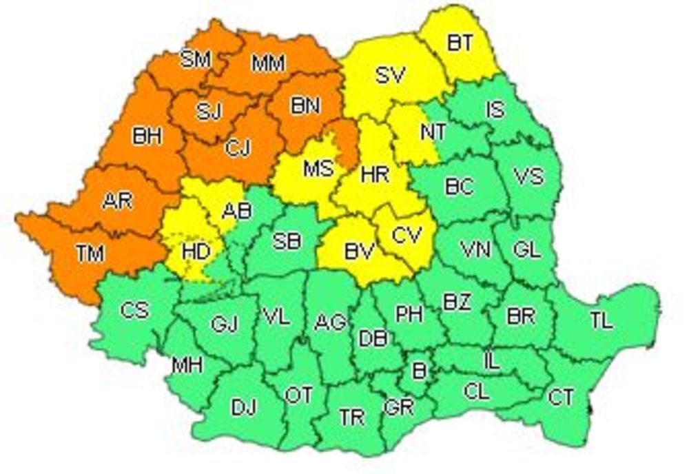 Cod portocaliu de vreme rea în vestul țării
