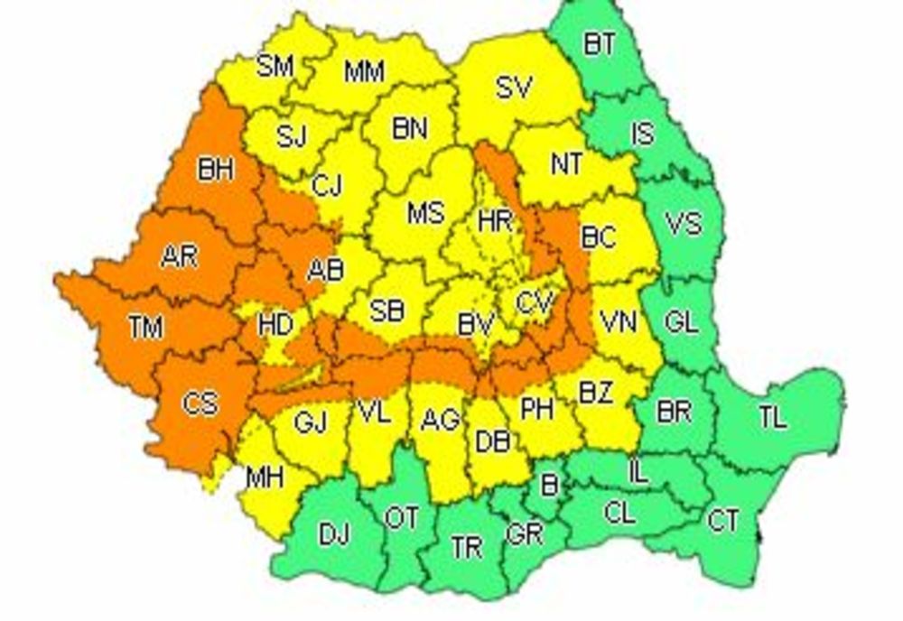 Atentionare cod portocaliu de ploi torențiale în vestul țării