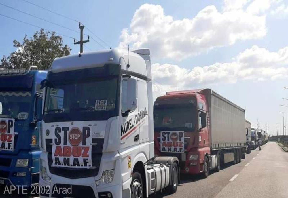 Proteste ale transportatorilor, la Arad. Au participat și cei din Timiș