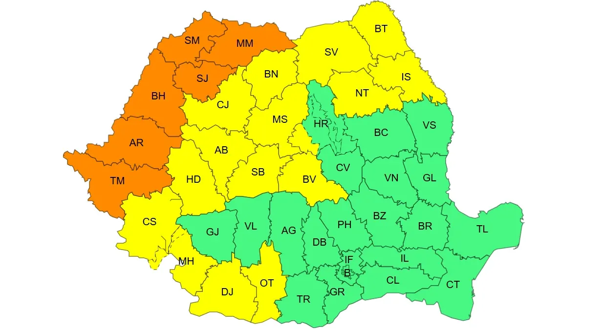 Alerte meteo de caniculă. COD GALBEN și PORTOCALIU