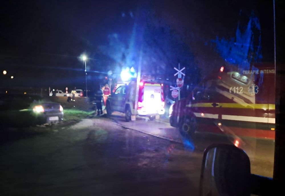 Mașină lovită de tren, la marginea Timișoarei