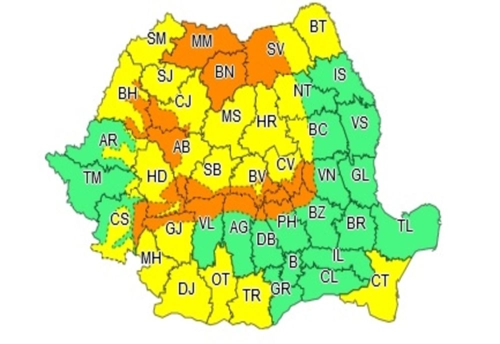 Cod portocaliu de fenomene extreme: ninsori viscolite, strat consistent de zăpadă. IARNA revine în forță - HARTA